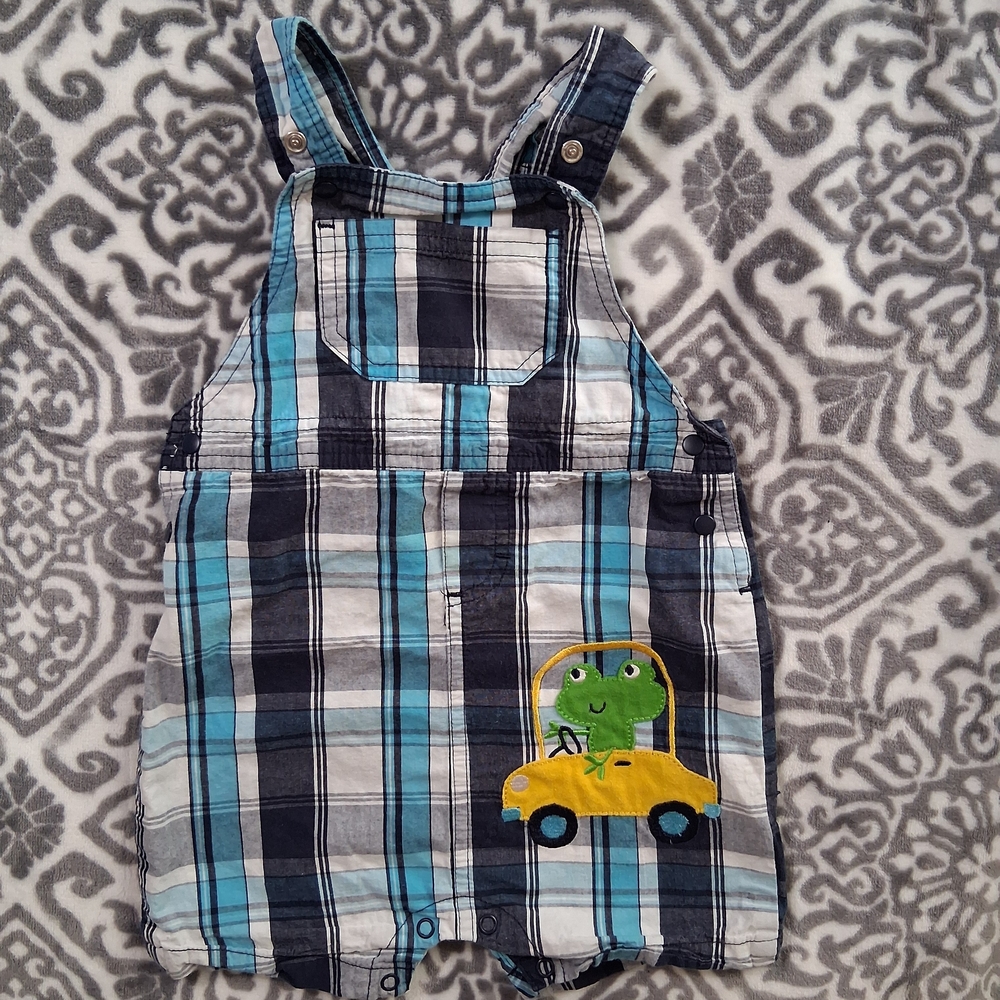 Carter's Blue and White Plaid Baby Overalls